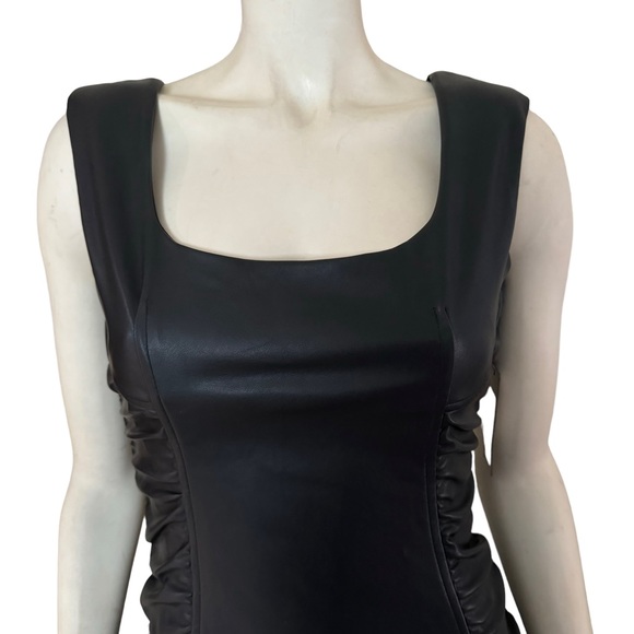 NEW Guess Ruched Vegan Leather Bodycon Mini Dress - Picture 4 of 13